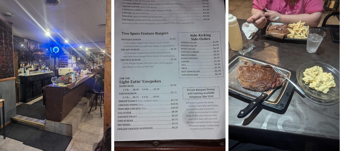Two Spurs Steakhouse & Lounge Menu