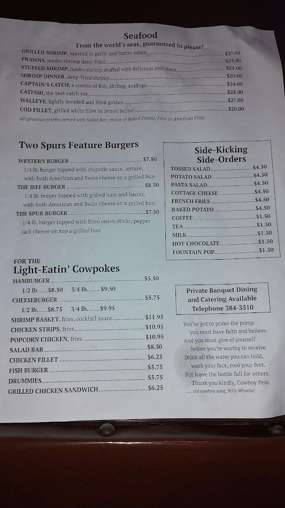 Two Spurs Steakhouse & Lounge Menu image 1